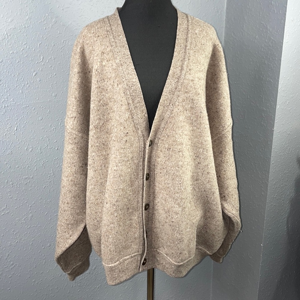 VTG Made in Italy Lands End Dad Wool Blend Buttoned Cardigan Sweater Size XL